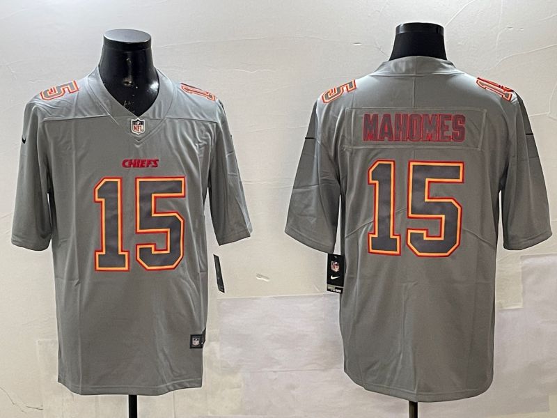 Men Kansas City Chiefs #15 Mahomes Grey 2025 Nike Vapor Limited NFL Jersey style 210